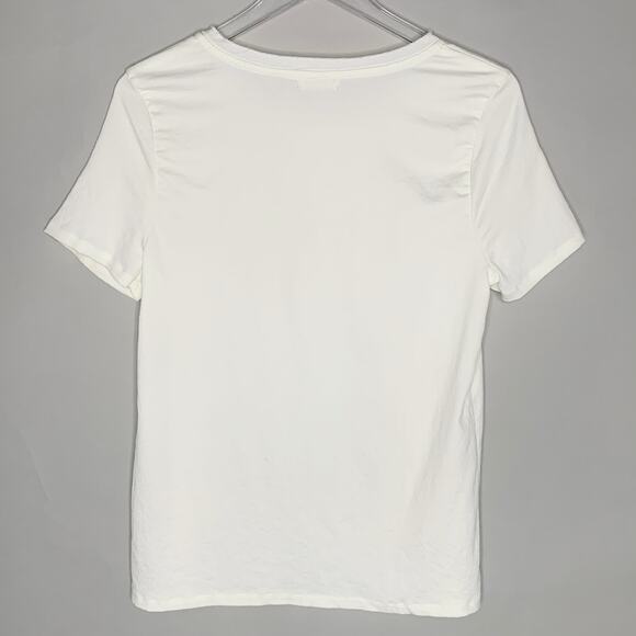 T.La S Womens White Classic Crew Neck Tee Short Sleeve Textured Collar - Picture 2 of 9